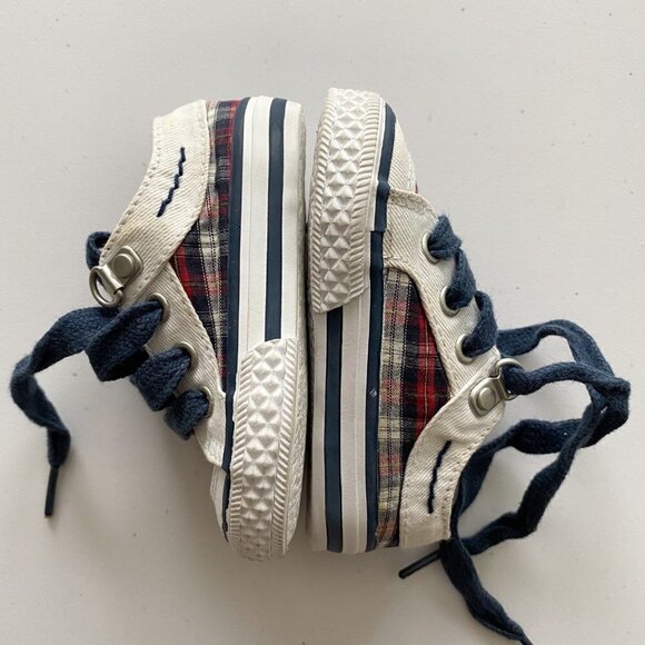 Zara Baby Sneakers US Size 2. Blue Lace Up Red Check - Picture 4 of 11